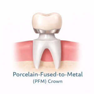 PFM crown and tooth structure detail