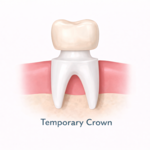 Temporary dental crown illustration