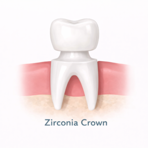 Zirconia crown on a prepared tooth